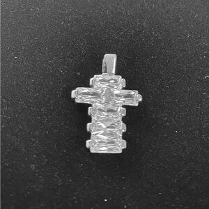 Bold 925 Sterling Silver CZ Cross Pendant